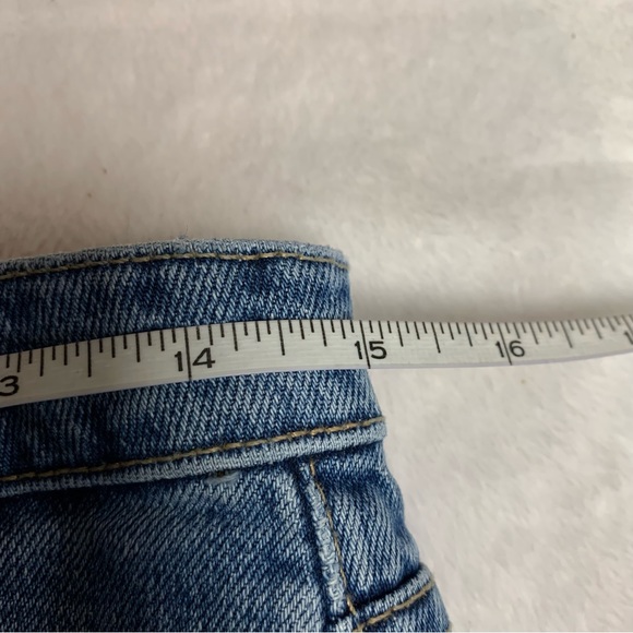 Topshop 30 waist straight heavyweight jeans medium wash factory distressing - Picture 5 of 9